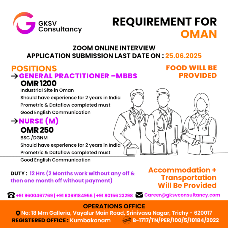 Urgent Hiring for Oman