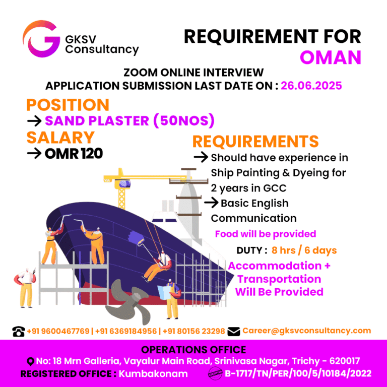 Urgent Hiring for Oman