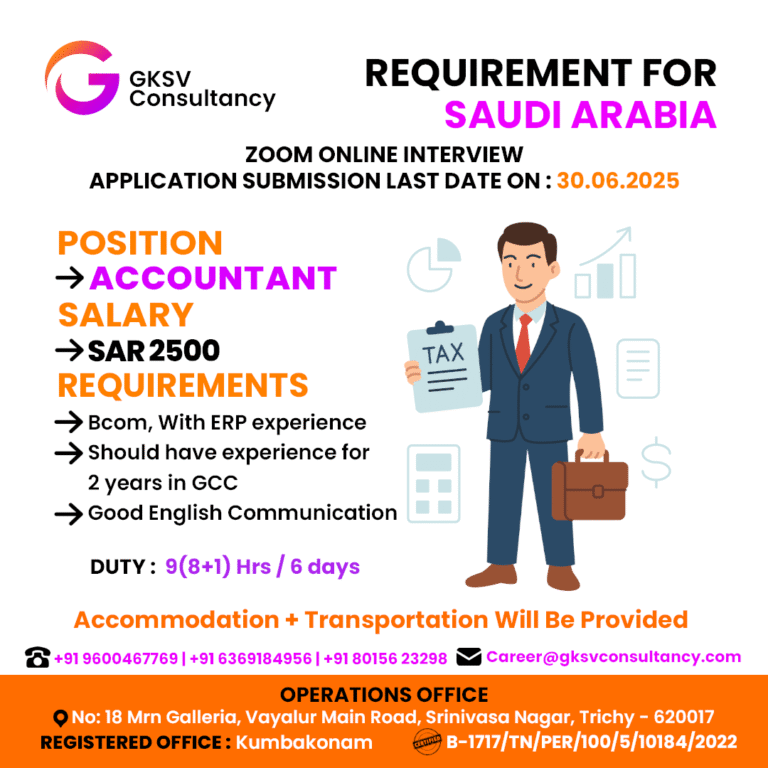 Urgent Hiring for saudi arabia