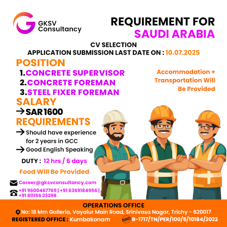 Urgent Hiring for saudi arabia