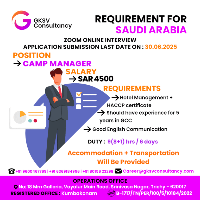 Urgent Hiring for saudi arabia