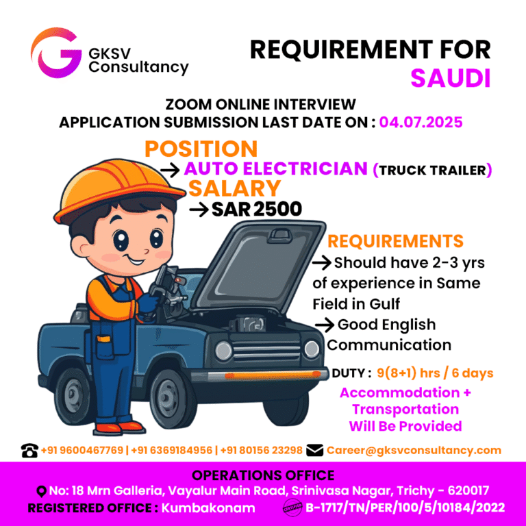 Urgent Hiring for saudi arabia