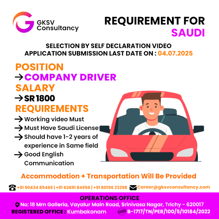 Urgent Hiring for saudi arabia