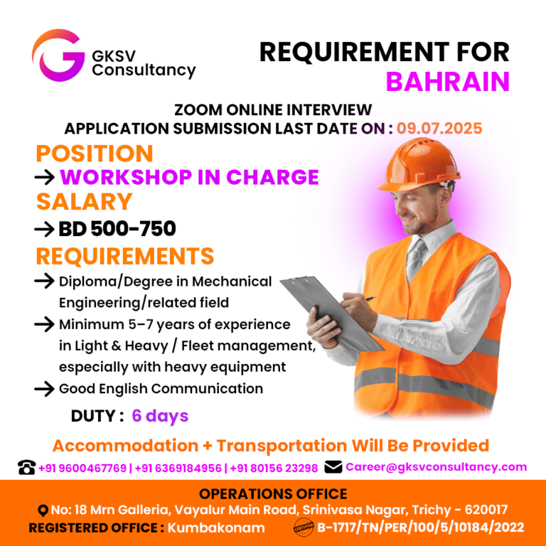 Urgent Hiring for Bahrain