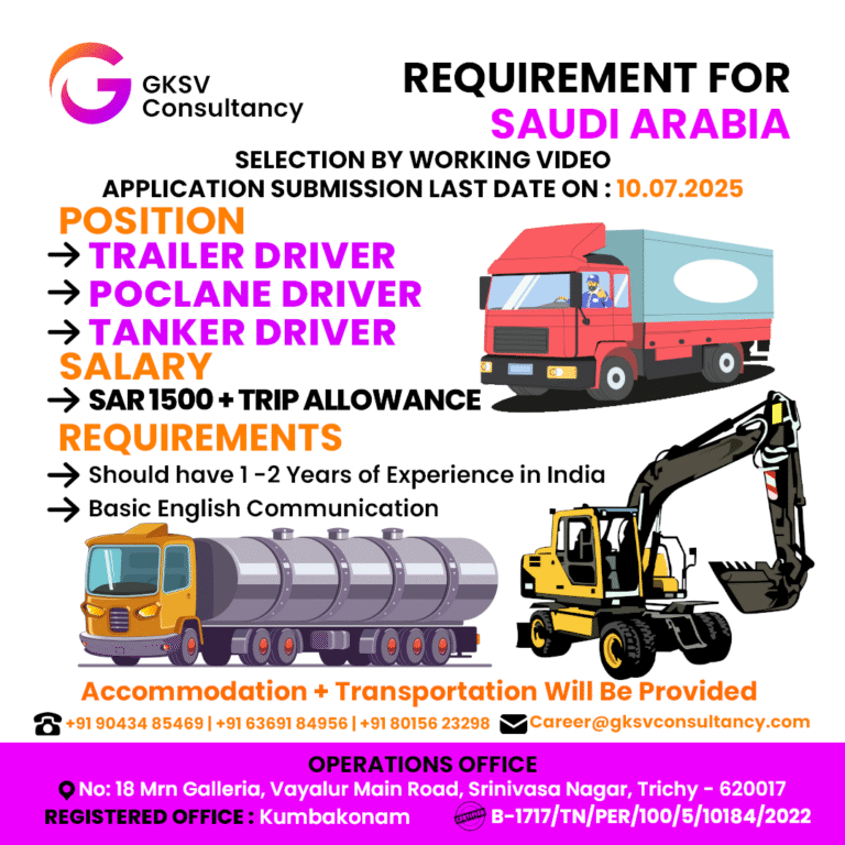 Urgent Hiring for saudi arabia