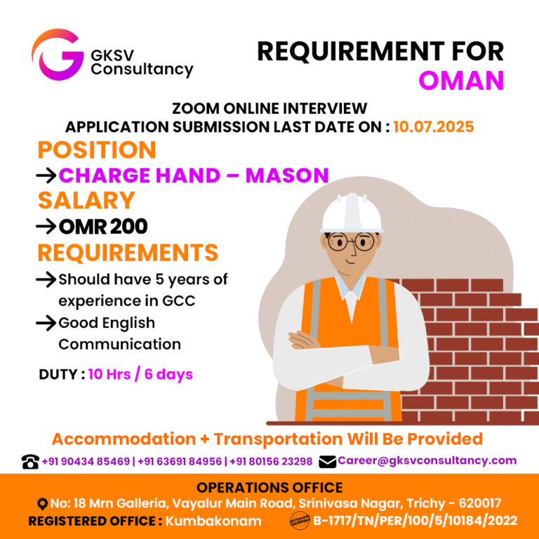 Urgent Hiring for Oman