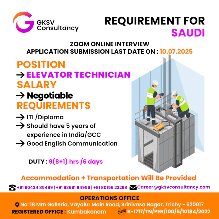 Urgent Hiring for saudi arabia