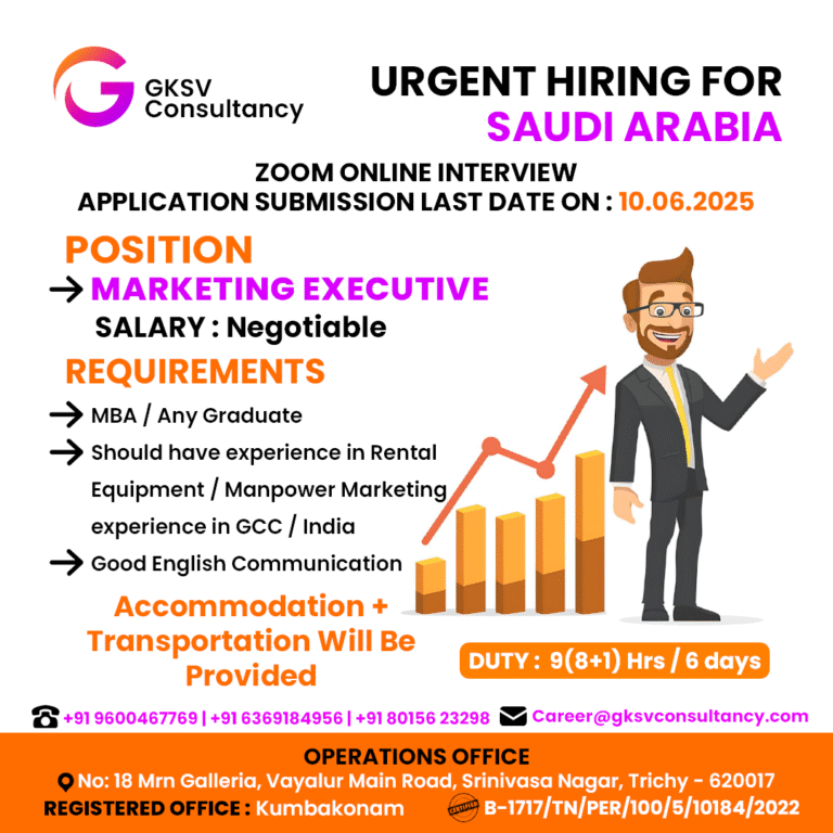 Urgent Hiring for saudi arabia