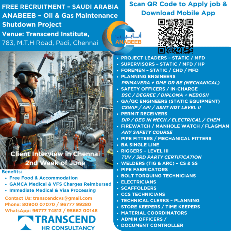 Urgent recruitment for saudi arabia