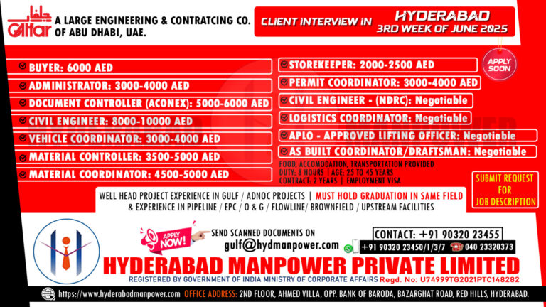 Urgent Hiring for A Leading Engineering & Construction Company of Abu Dhabi, UAE