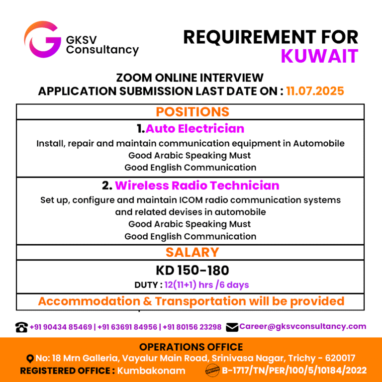 Urgent Hiring for Kuwait