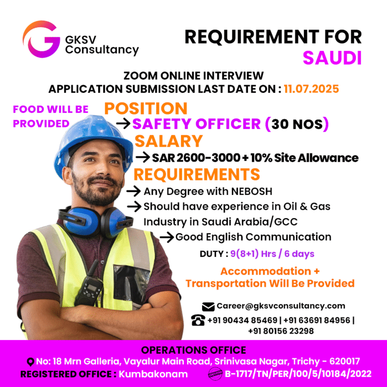 Urgent Hiring for saudi arabia