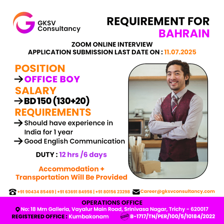Urgent Hiring for Bahrain