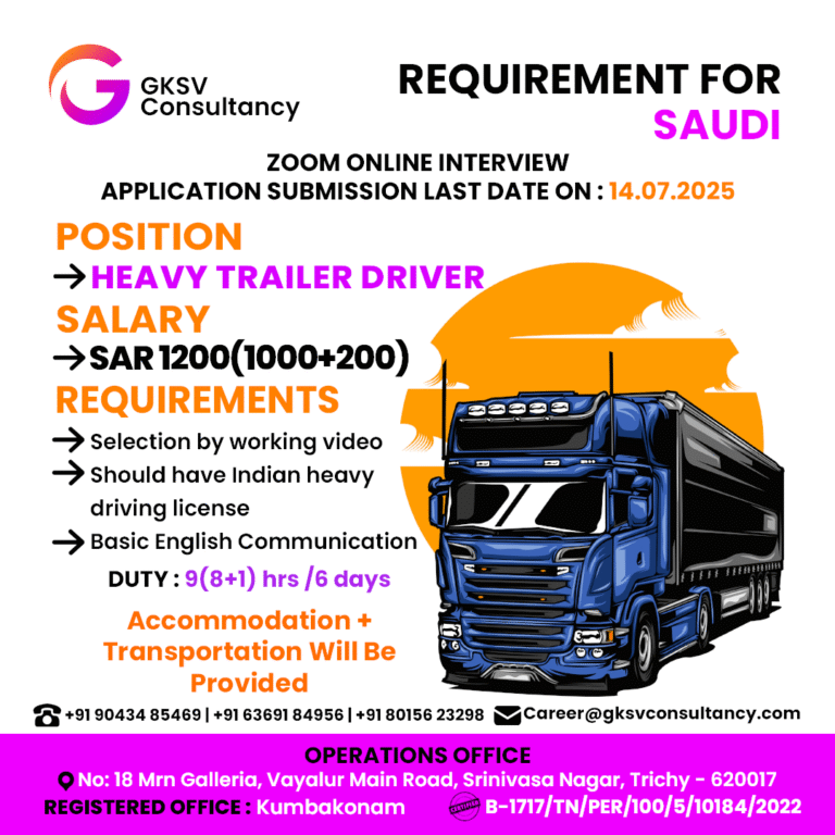 Urgent Hiring for saudi arabia