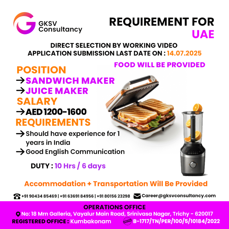 Urgent Hiring for UAE