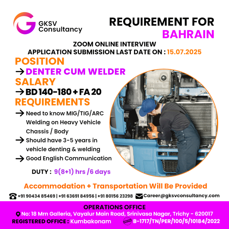 Urgent Hiring for Bahrain