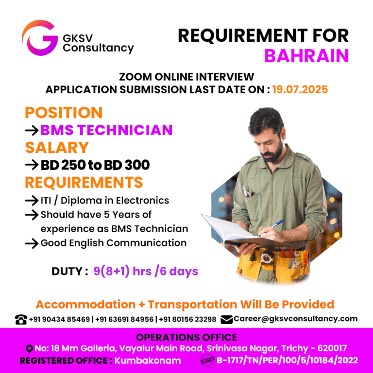 Urgent Hiring for Bahrain