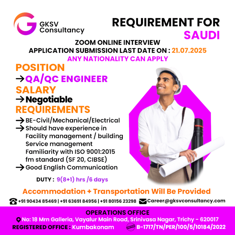 Urgent Hiring for saudi arabia