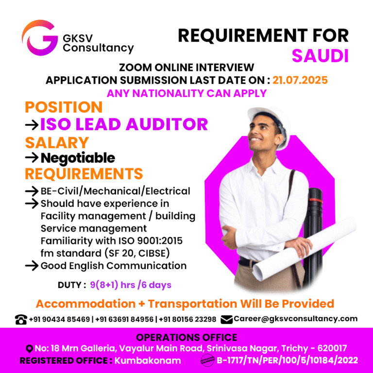 Urgent Hiring for saudi arabia