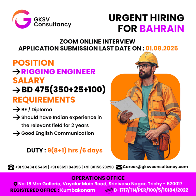 Urgent Hiring for Bahrain