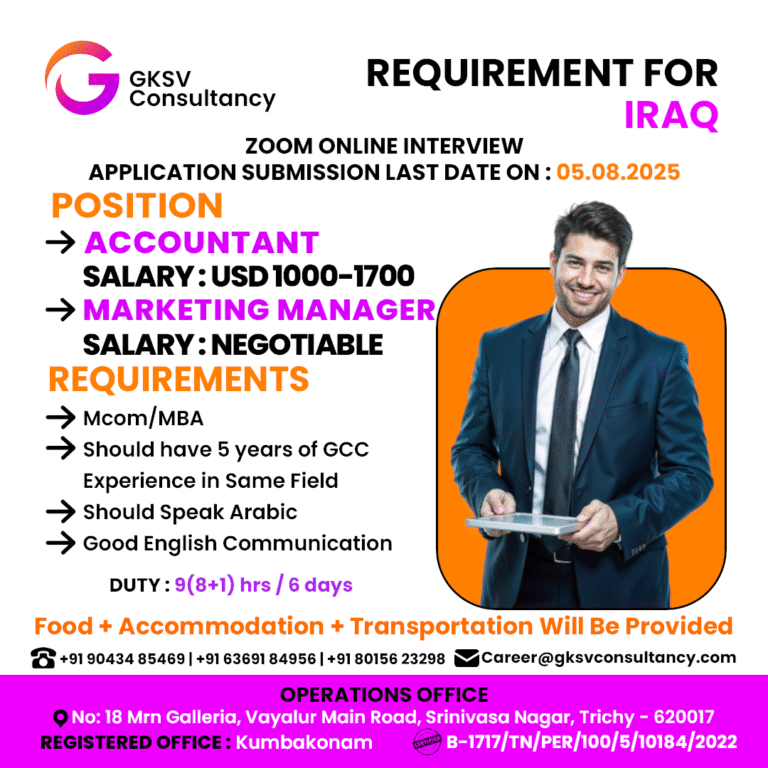Urgent Hiring for iraq