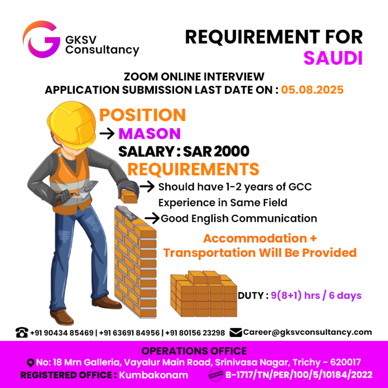 Urgent Hiring for saudi arabia