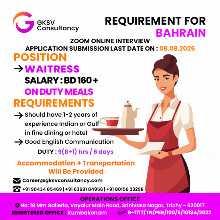 Urgent Hiring for Bahrain
