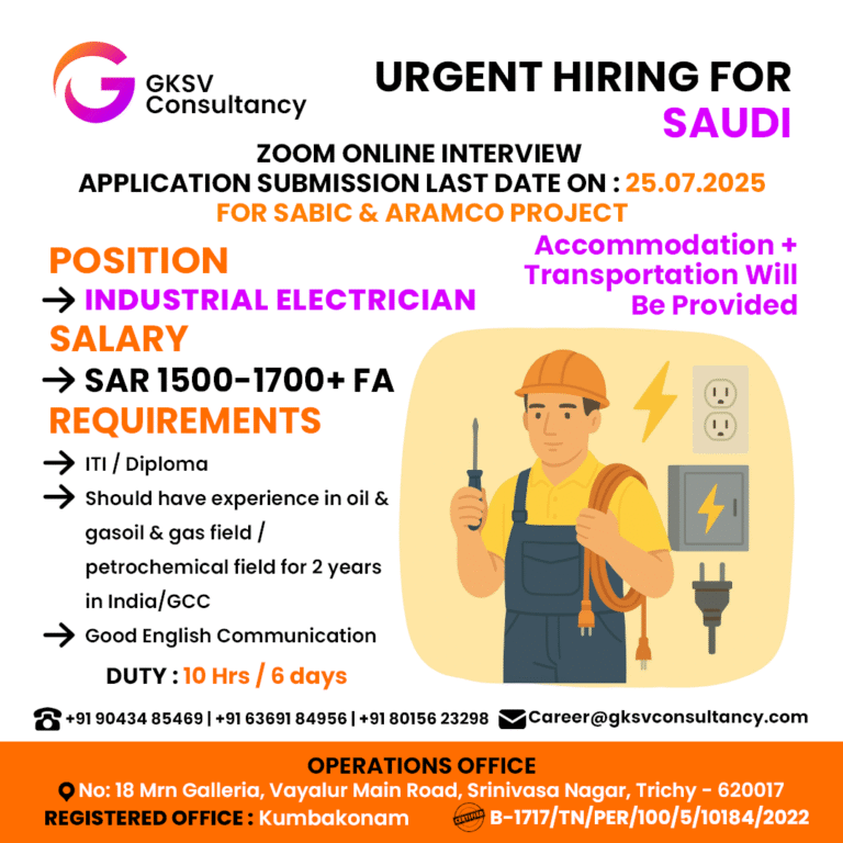 Urgent Hiring for saudi arabia