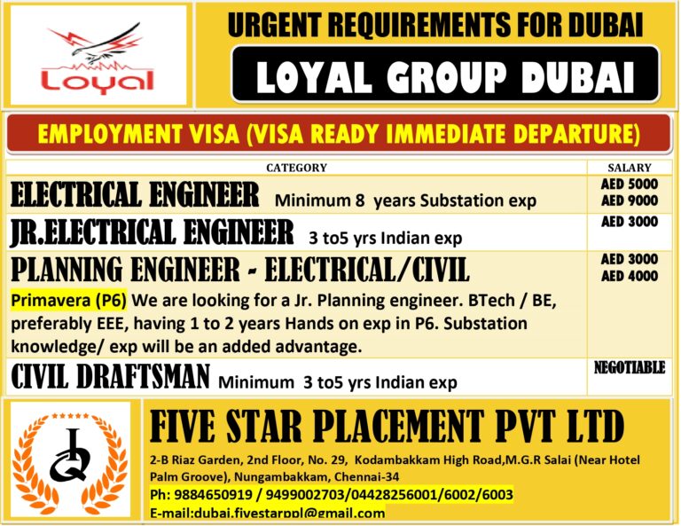 URGENT JOB OPENING FOR DUBAI
