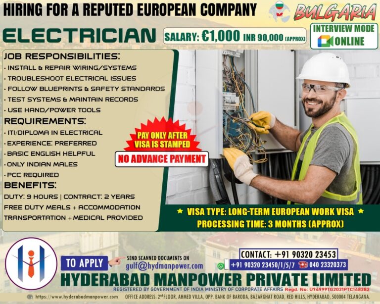 Urgent Hiring for A Reputed European Company – Bulgaria
