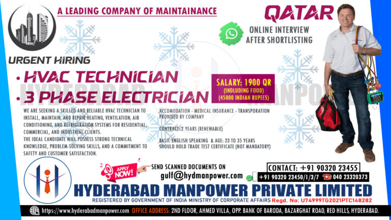 Urgent Hiring for A Leading Company of Maintenance in Qatar 3 Urgent Hiring for A Leading Company of Maintenance in Qatar