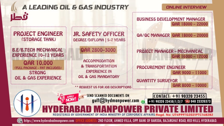 Urgent Hiring for A Leading Oil and Gas Industry in QATAR 1 Urgent Hiring for A Leading Oil and Gas Industry in QATAR