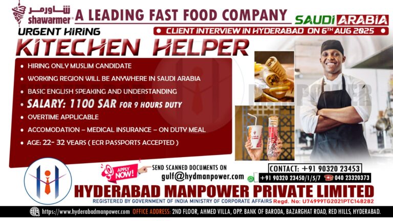 Client Interview at Hyderabad on 6th August 2025 for Saudi Arabia 3 Client Interview at Hyderabad on 6th August 2025 for Saudi Arabia