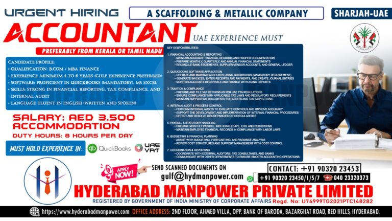 Urgent Hiring for A Leading Scaffolding & Metallic Company of UAE 2 Urgent Hiring for A Leading Scaffolding & Metallic Company of UAE
