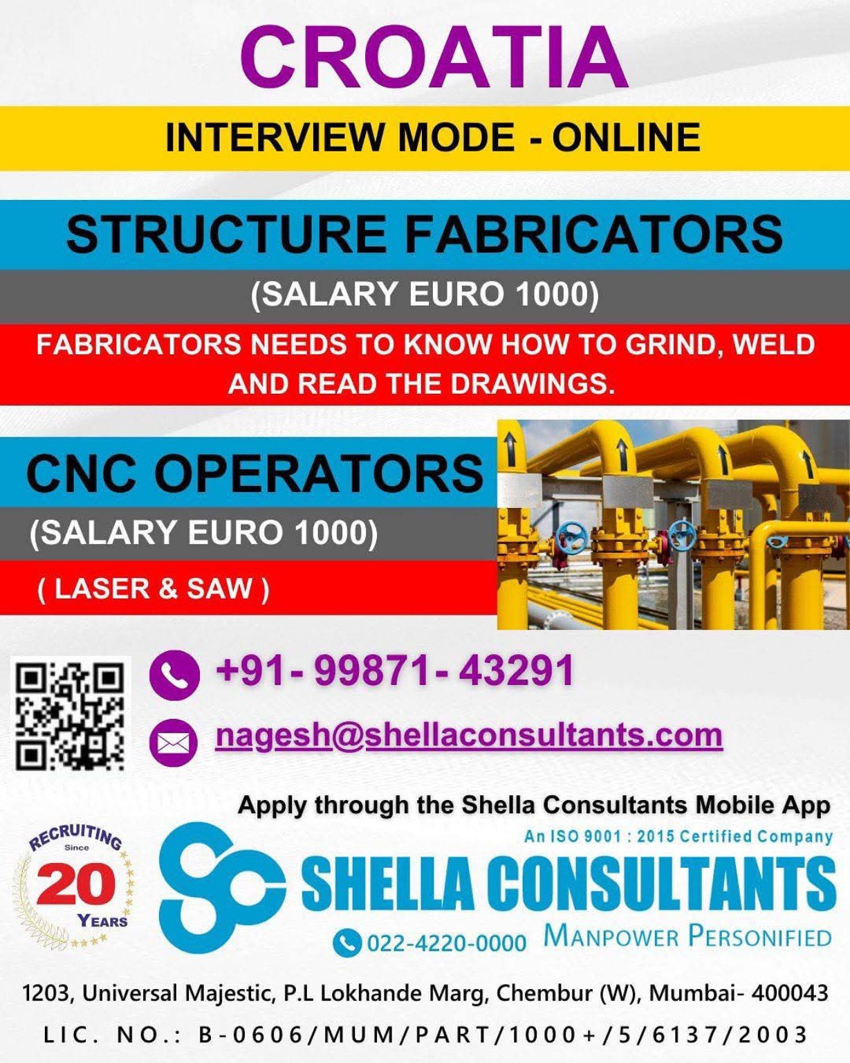 Croatia Jobs – Structure Fabricators & CNC Operators | Online Interview