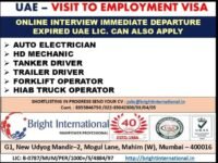 UAE jobs for drivers, mechanics, auto electricians with online interview and immediate departure