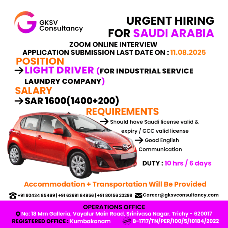 Urgent Hiring for saudi arabia