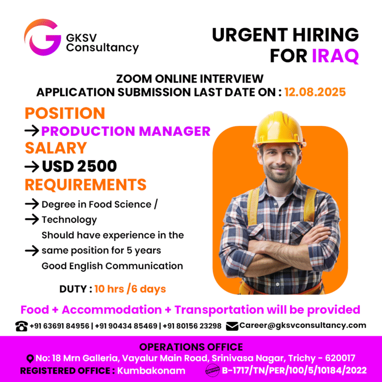 Urgent Hiring for iraq