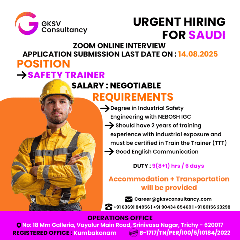 Urgent Hiring for saudi arabia