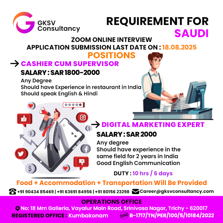 Urgent Hiring for saudi arabia