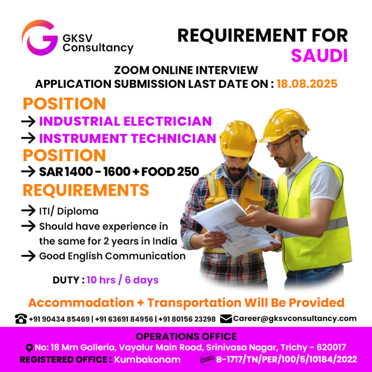 Urgent Hiring for saudi arabia