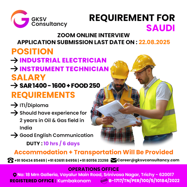 Urgent Hiring for saudi arabia
