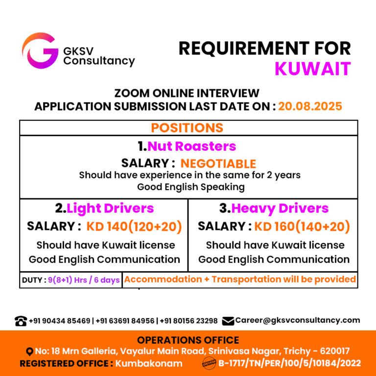 Urgent Hiring for Kuwait