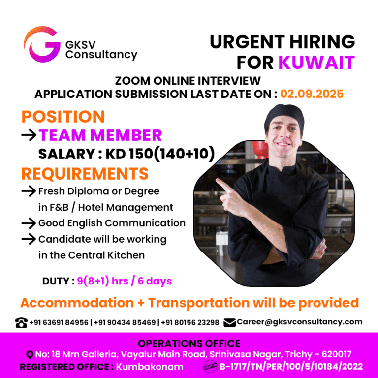 Urgent Hiring for Kuwait