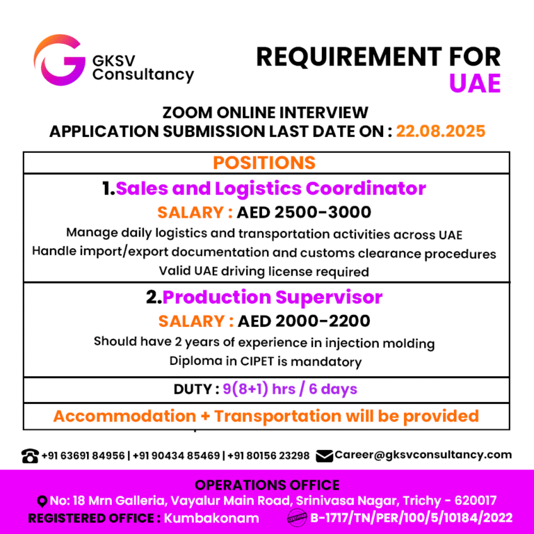 Urgent Hiring for UAE