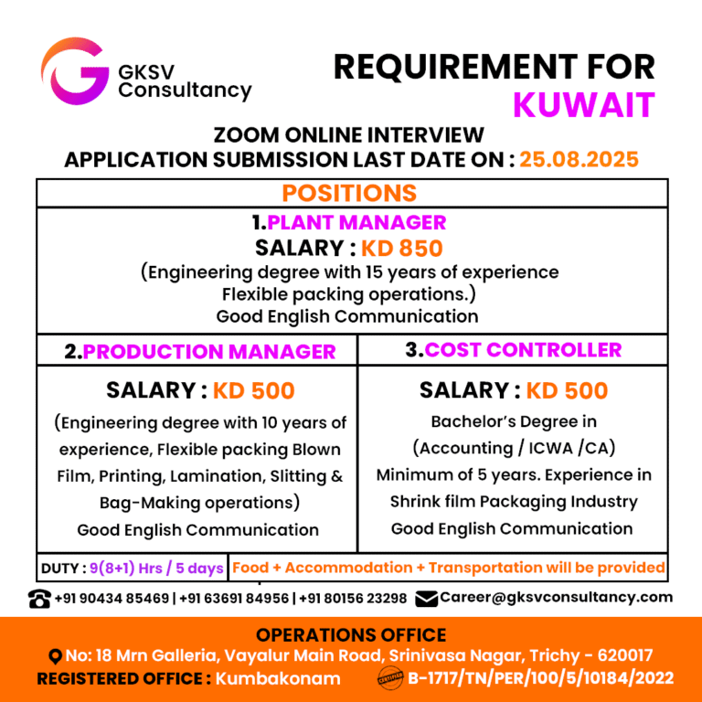 Urgent Hiring for Kuwait