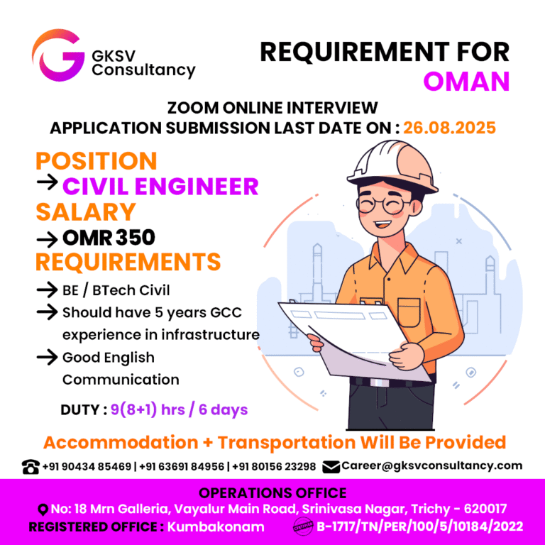Urgent Hiring for Oman