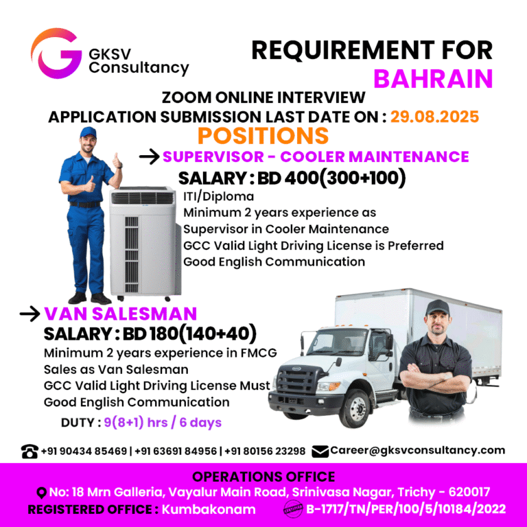 Urgent Hiring for Bahrain