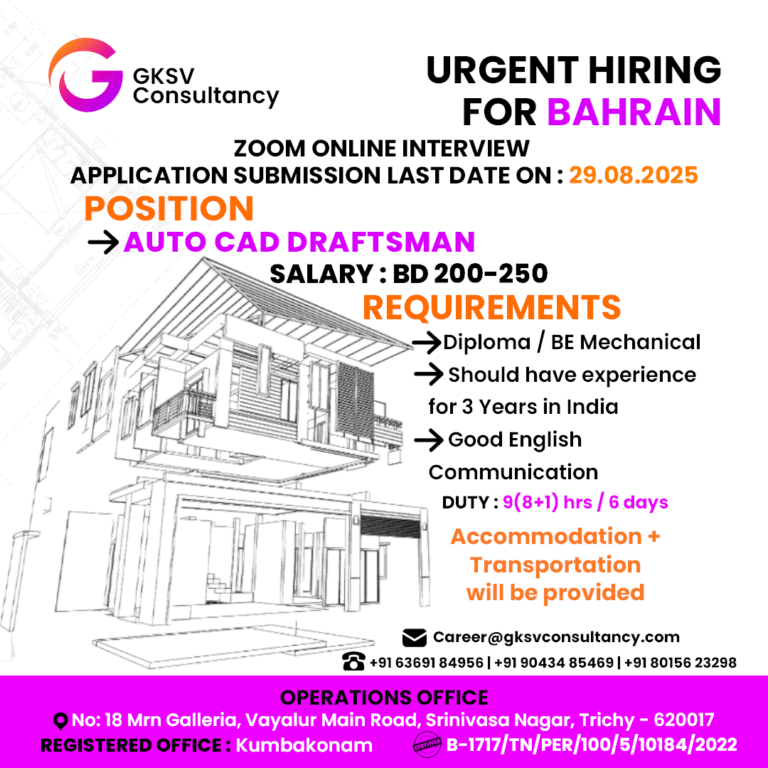 Urgent Hiring for Bahrain
