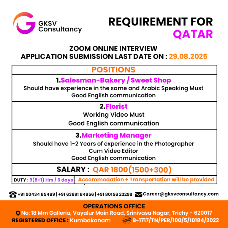 Urgent Hiring for Qatar